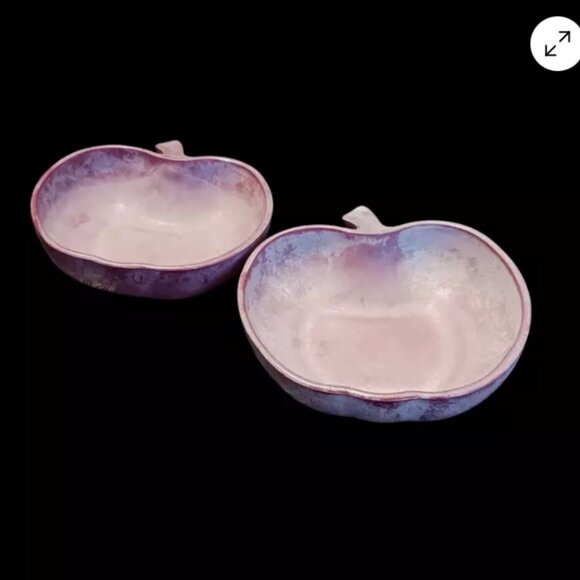 VINTAGE Hazel Atlas Platonite Orchard Ware APPLE Salad Bowl Serving Set of 2 - Picture 4 of 10